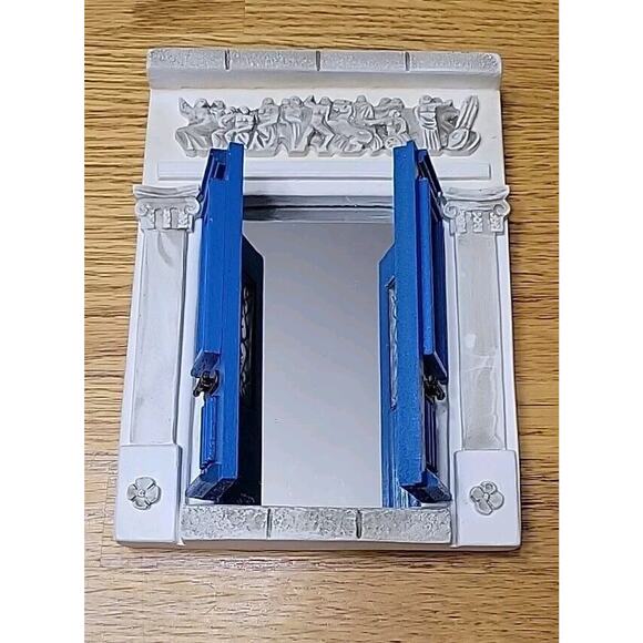 Vintage Greece Santorini Blue Door Ornamental Wall Plaque Ceramic Handcrafted - Picture 2 of 9